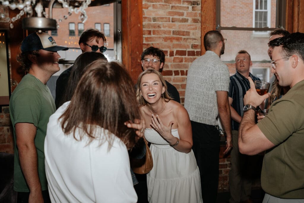 Cincinnati engagement party hosted at Abigail's Annex, a private room at Rosedale OTR